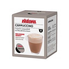10 capsule Ristora Cappuccino decaffeinato senza lattosio compatibili Nescafe Dolce gusto